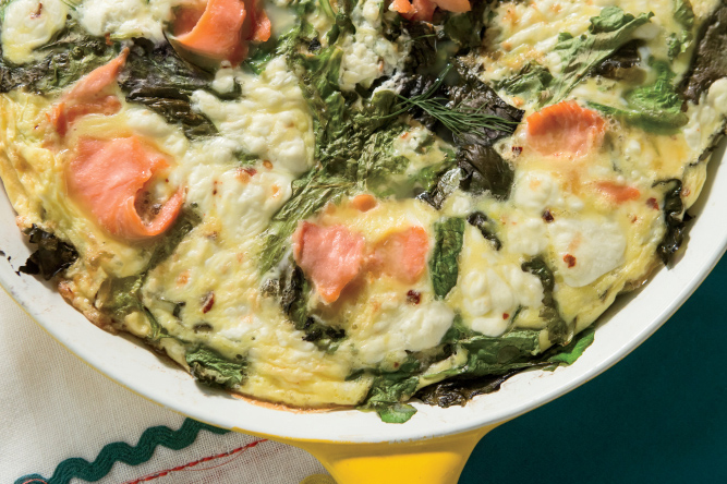 Goat Cheese Frittata with Fresh Greens