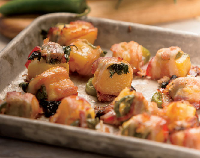 Bacon and Pineapple Packages with Cilantro and Jalapeno