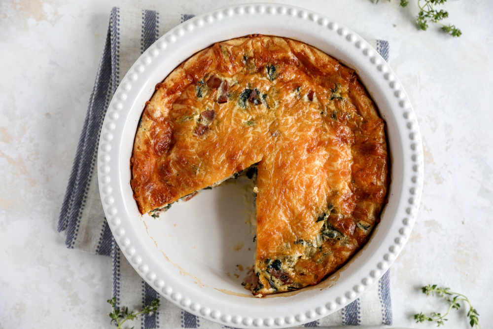 Crustless Ham and Collard Green Quiche