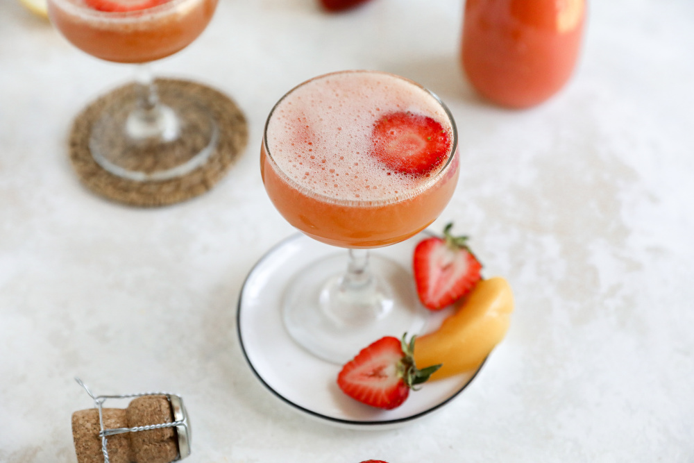 Strawberry-Peach Mimosas