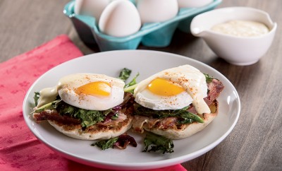 Eggs Benedict with Wilted Spring Greens