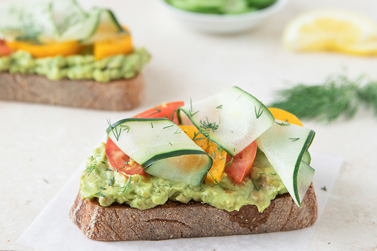 Avocado Toast with Tomato, Cucumber and Dill