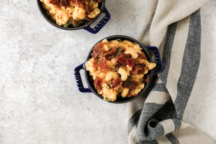 Mac n Cheese with Jalapeno Bacon; dairy recipes