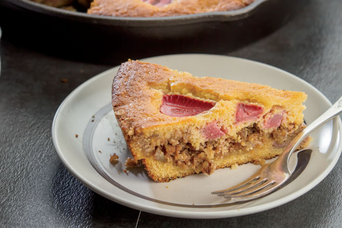 Strawberry Cornbread Coffee Cake with Pecan Streusel
