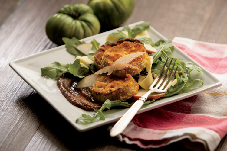 Fried Green Tomatoes with Apple Mustard