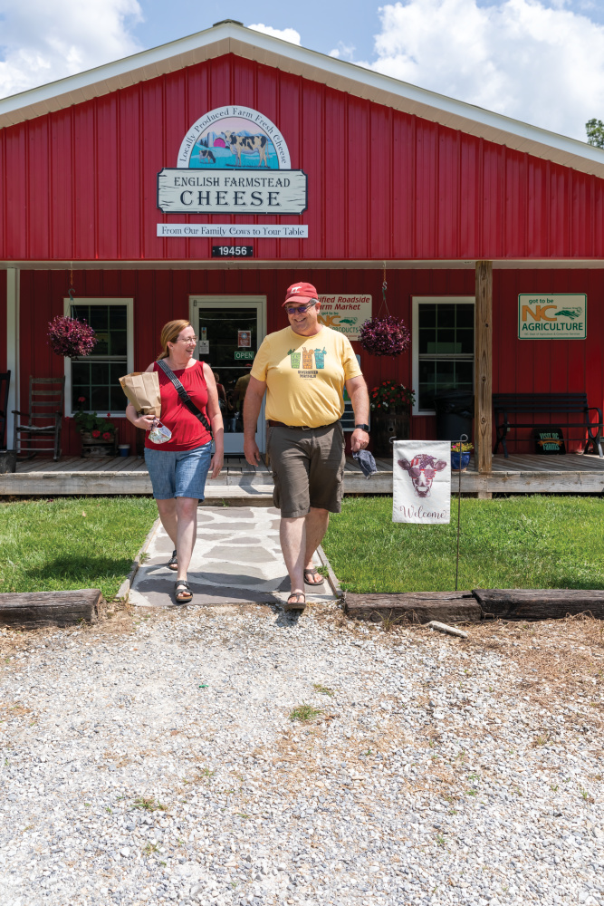 Pam and Mike Bobay, opposite page, shop at English Farmstead Cheese in Marion.
