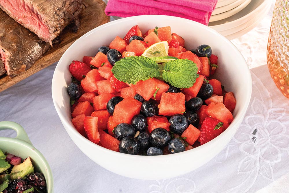 Berry Watermelon Fruit Salad with Mint and Lime
