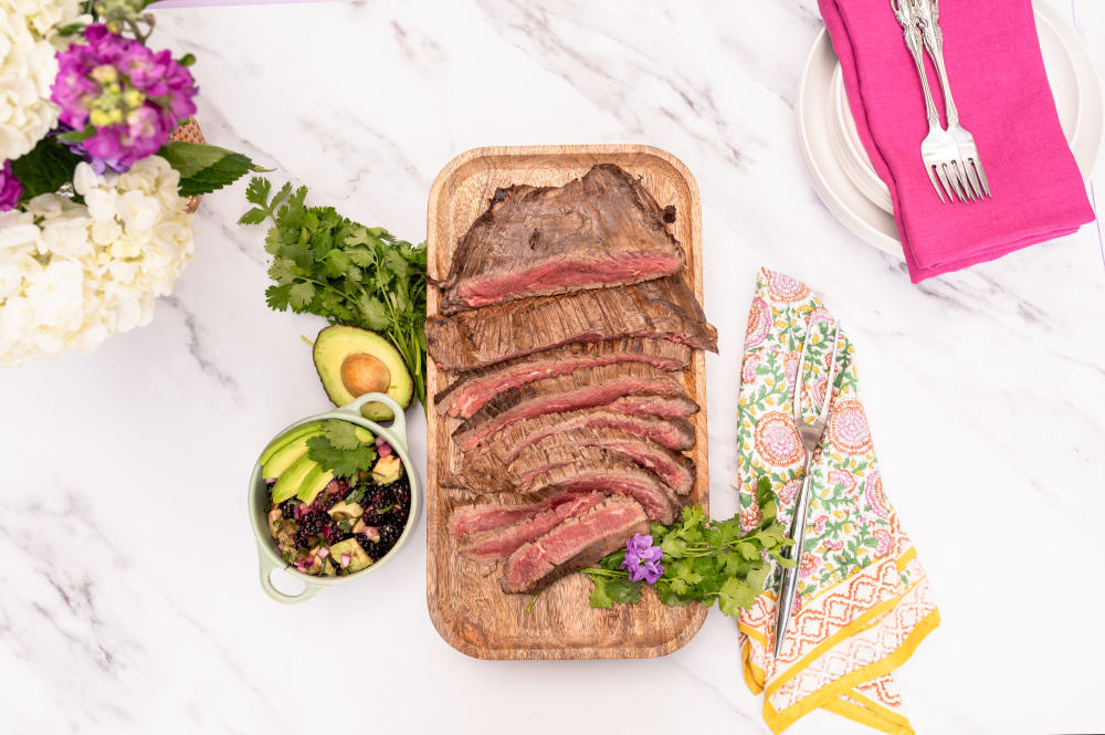 Grilled Flank Steak with Blackberry-Avocado Salsa