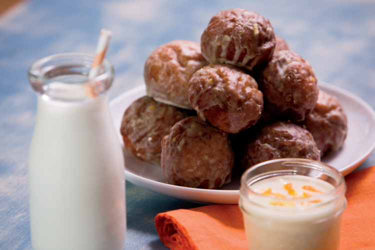 Sweet Potato Doughnut Holes with Cardamom Orange Glaze