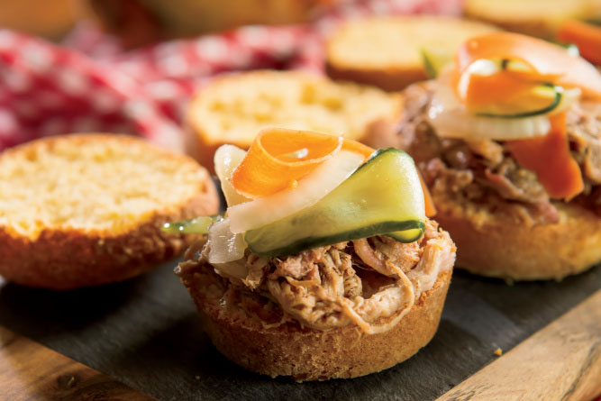 BBQ Cornbread Sliders with Homemade Fresh Pickles