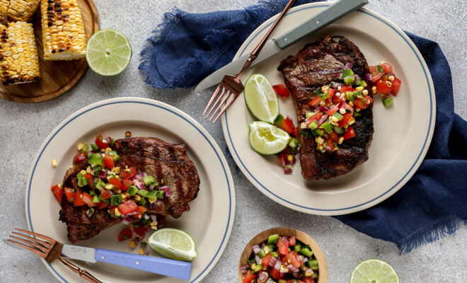 Rib-eye Steak with Grilled Corn Salsa