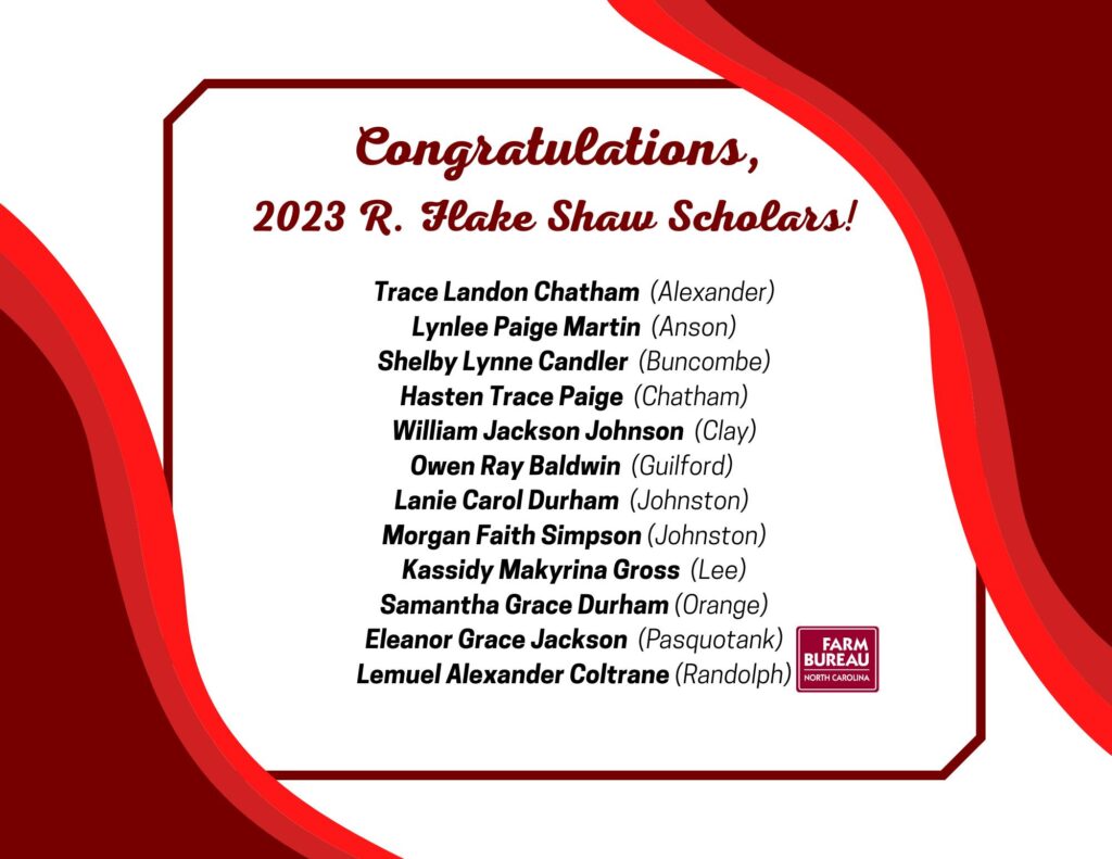 R. Flake Shaw scholarship winners