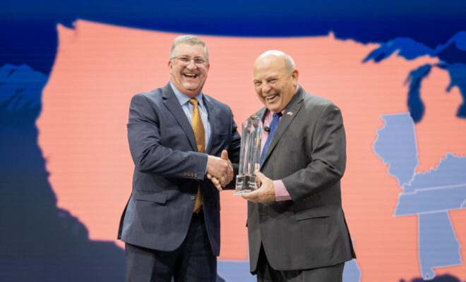 President Harding getting the Pinnacle Award