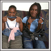 Asia Walker, left, Yolonda Black, center, and Rachael Chestnut, right, were inspired in their 4-H Mini-Society program in Rockingham County to start their own business making denim pocketbooks from recycled jeans. Photos courtesy of The Cooperative Extension Program at N.C. A&T State University