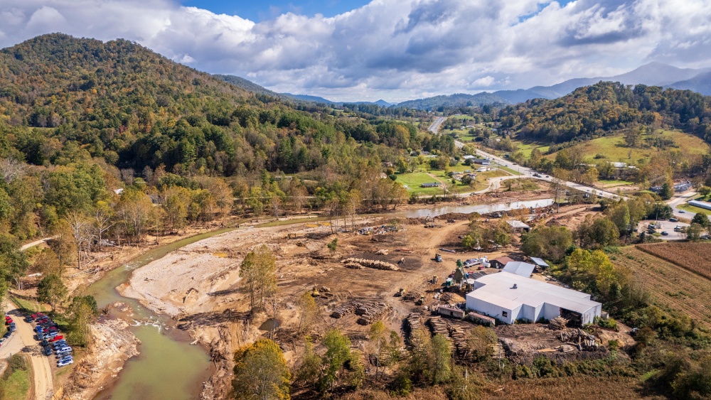 damage from Hurricane Helene in Yancey County, North Carolina