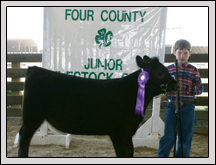 Silas Dorsey, son of Franklin County Farm Bureau Members Matt and Alyssa Dorsey, won Grand Champion in the beef heifer category and first place in junior beef showmanship.